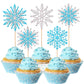 ZHUOWEISM 24 PCS Glitter Snowflake Cupcake Toppers Winter Wonderland Cake Decorations Small Silver Design 6