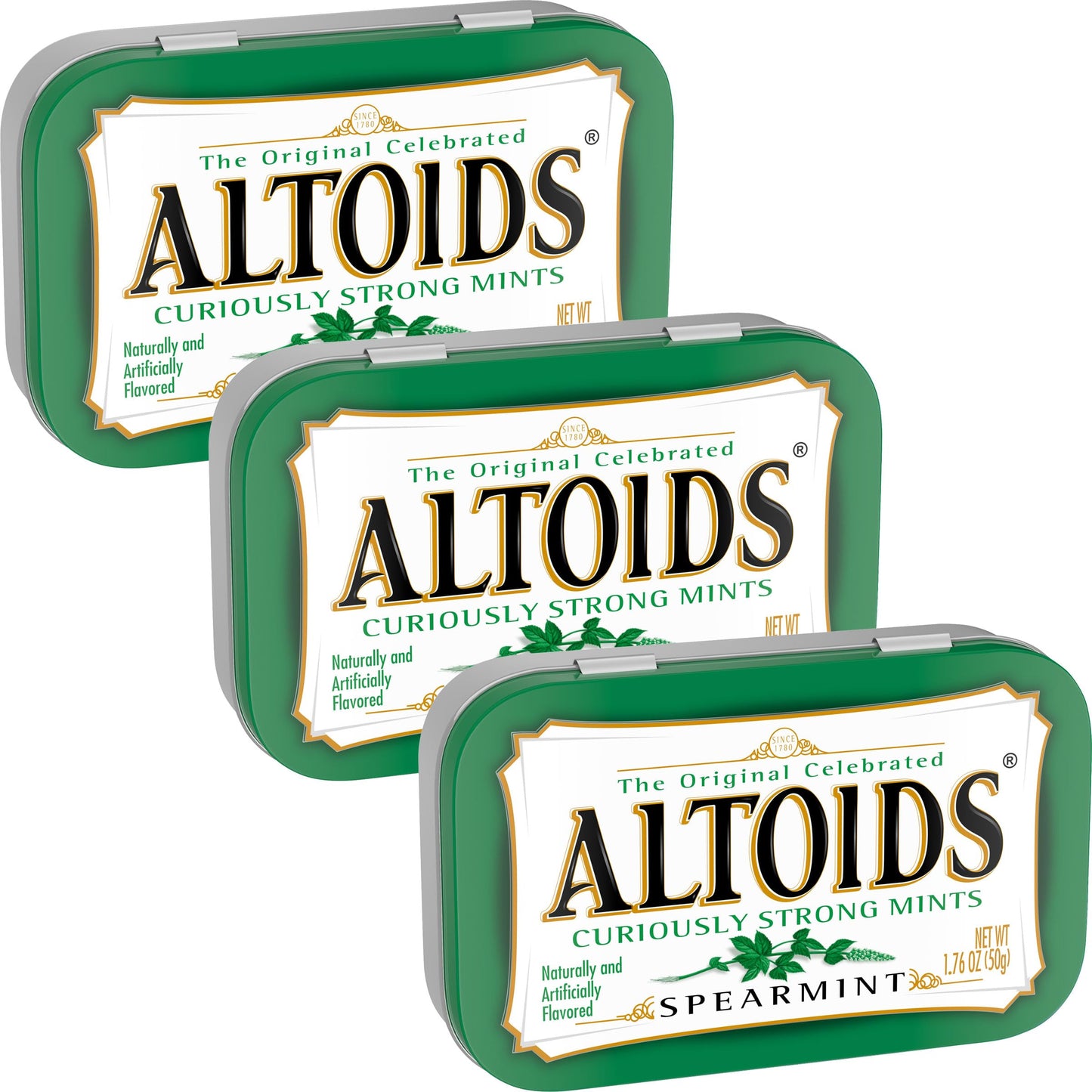 Altoids Spearmint Curiously Strong Mints  1.76 Ounce Each (3 Pack  5.28 Ounce Total)