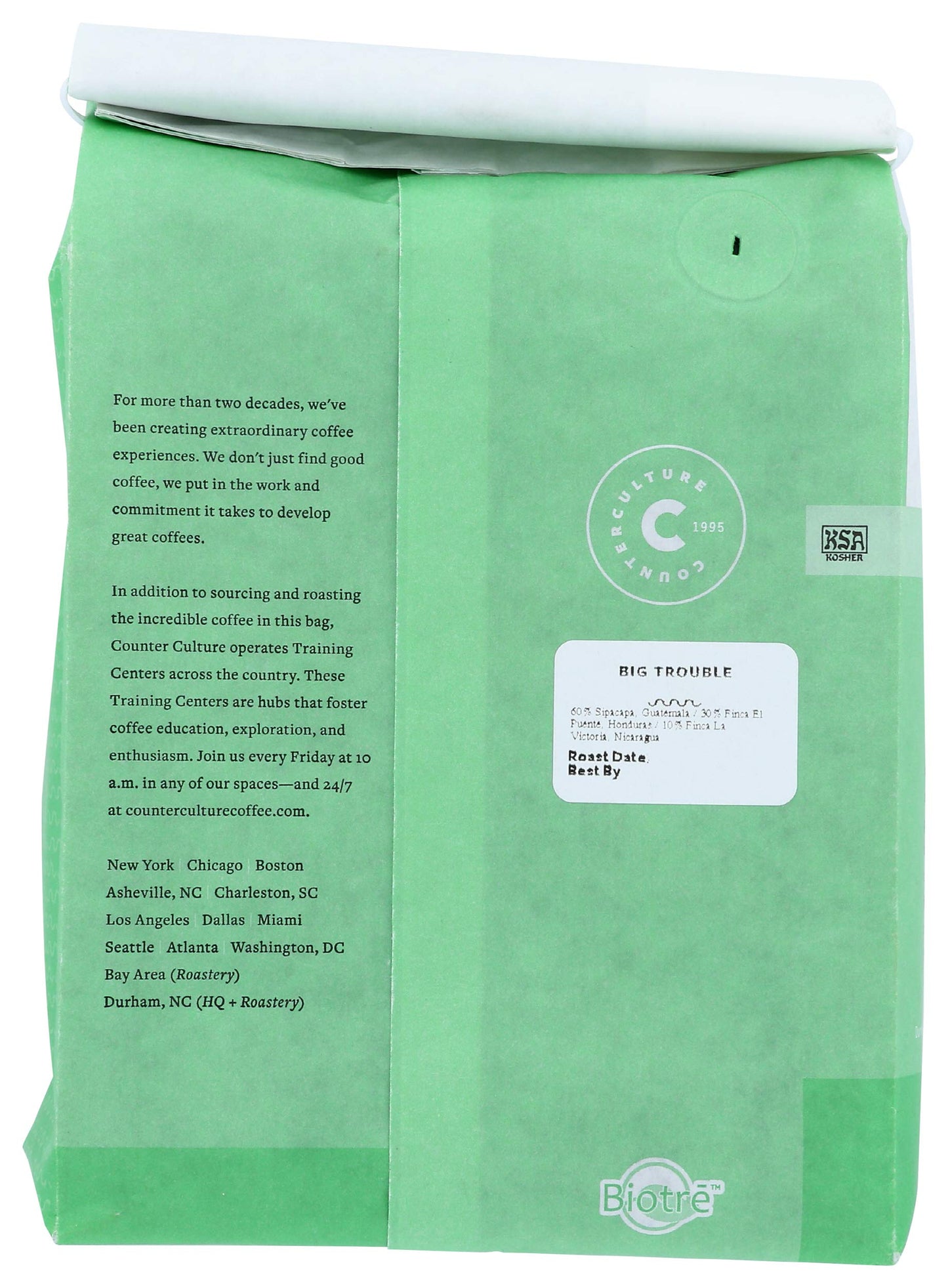 Counter Culture Coffee, Coffee Whole Bean Big Trouble Blend Organic, 24 Ounce