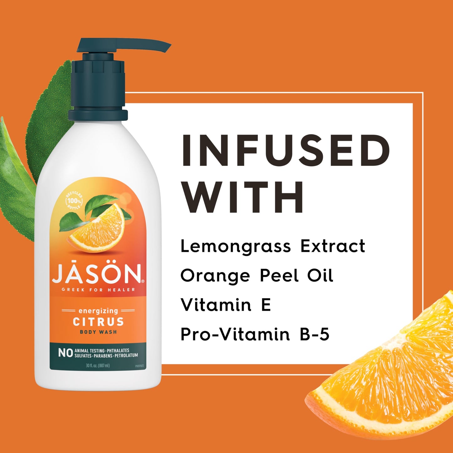 Jason Natural Products Citrus Satin Shower Body Wash, 30 Ounce - 3 Per Case.