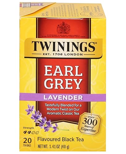 Twinings Earl Grey Lavender Tea – Caffeinated Black Tea Blend, Individually Wrapped Tea Bags, 20 Count