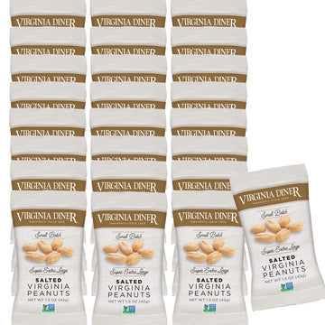 Virginia Diner XL Blister Roasted Gourmet Virginia Peanuts - All Natural, Heart Healthy, Plant-Based Protein 1.5oz (Pack of 25) 