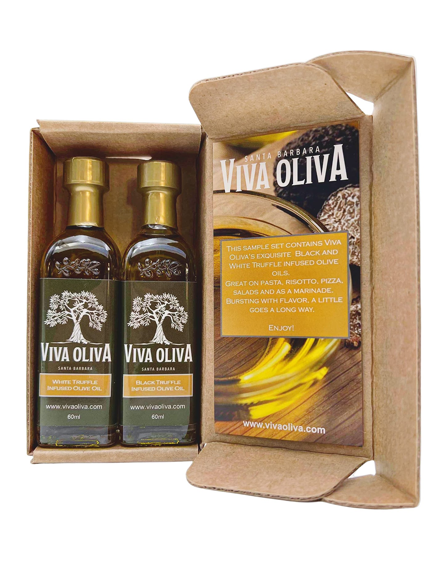 Viva Oliva Truffle Oil Gift Set - Premium White & Black Infused Olive Oil - 2.02 Fl Oz (Pack of 2)
