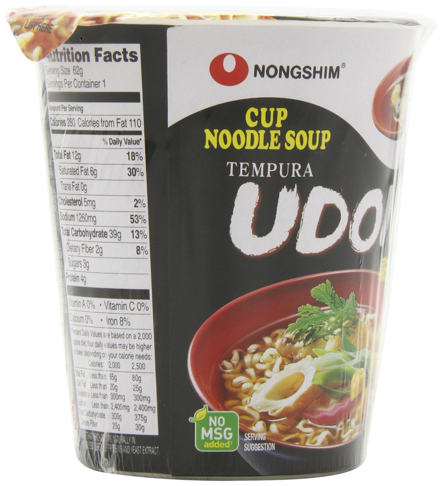 Nongshim Cup Noodle Soup, Tempura Udon, 2.1 Ounce (Pack Of 6)