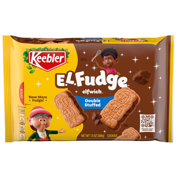 Keebler E.L. Fudge Double Stuffed Elfwich Cookies, Sandwich Cookies Stuffed with Crme Filling, 13 oz