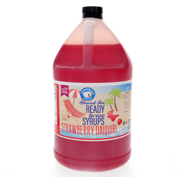 Hypothermias Strawberry Daiquiri Ready to Use Gallon (128 Fl. Oz) Hawaiian Snow Cone Flavors Syrup - Shaved Ice, 100% Pure Cane 