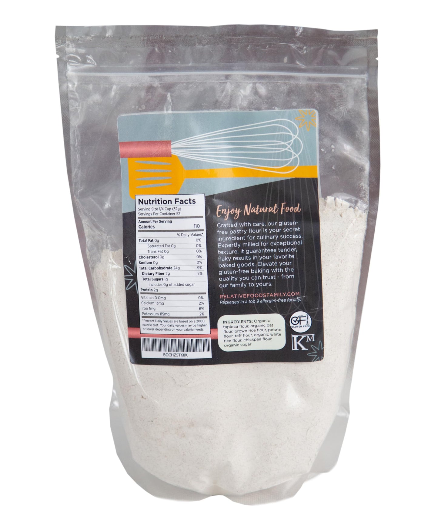 Relative Foods Gluten Free Pastry Flour - Unique Blend of Teff & Chickpea - 48oz