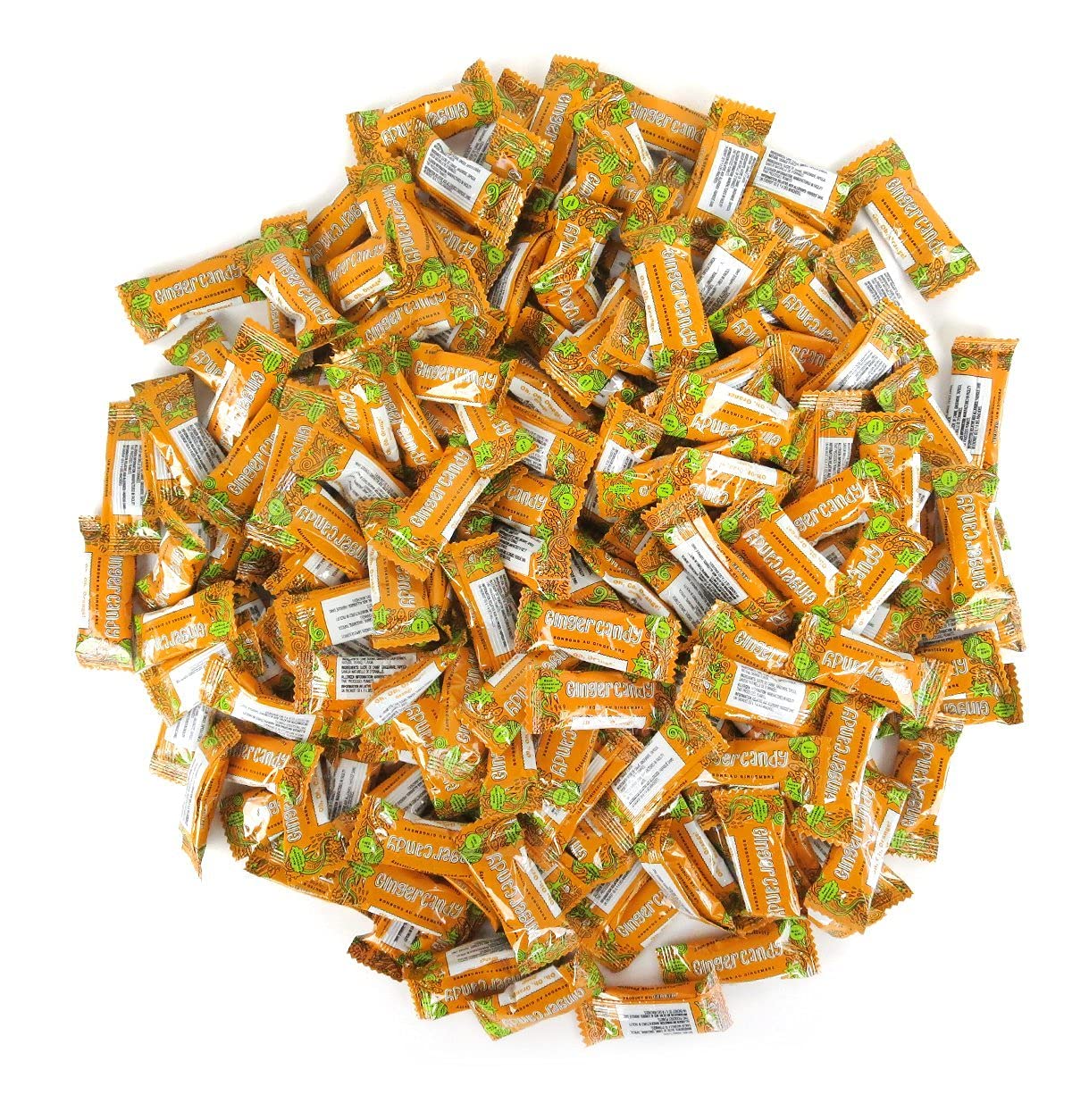 Gem Gem Ginger Candy Chewy Ginger Chews (1 Pound Bulk Pack) (Orange)