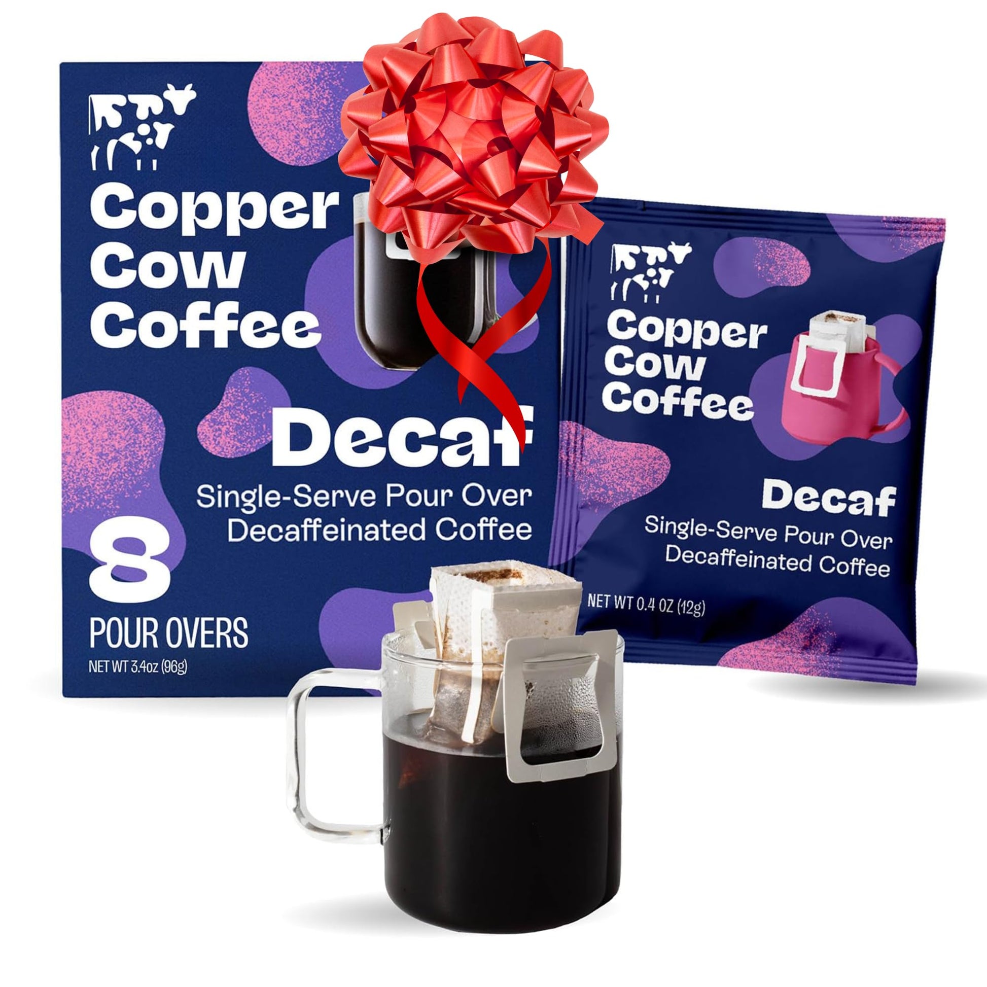 Copper Cow Coffee Top-Grade Pour Over Single-Serve Vietnamese Coffee Pouches (8 Pack) | Decaf | Dark Roast | Convenient Vietnamese Ground Coffee Packets  Tpartyl Friendly