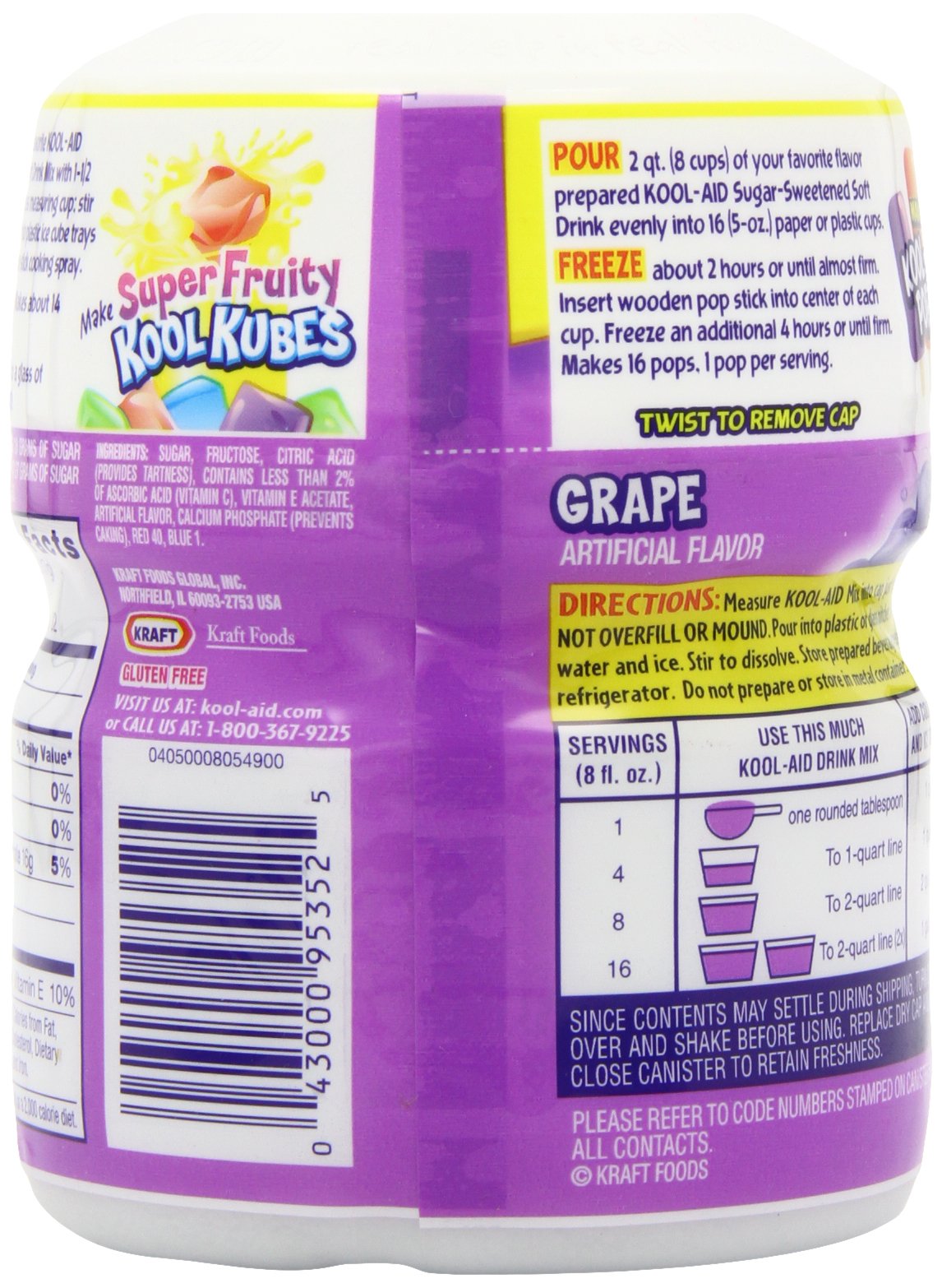 Kool-Aid, Drink Mix, Sugar Sweetened Grape, 19 Ounce