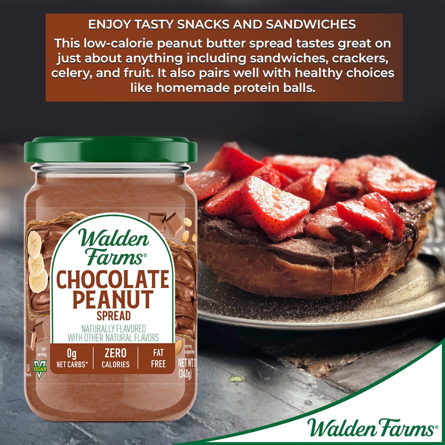 Walden Farms Whipped Chocolate Peanut Spread, Fat and Calorie Free Nut Butter, Natural Fresh Roasted Nuts, Smooth and Creamy Cla