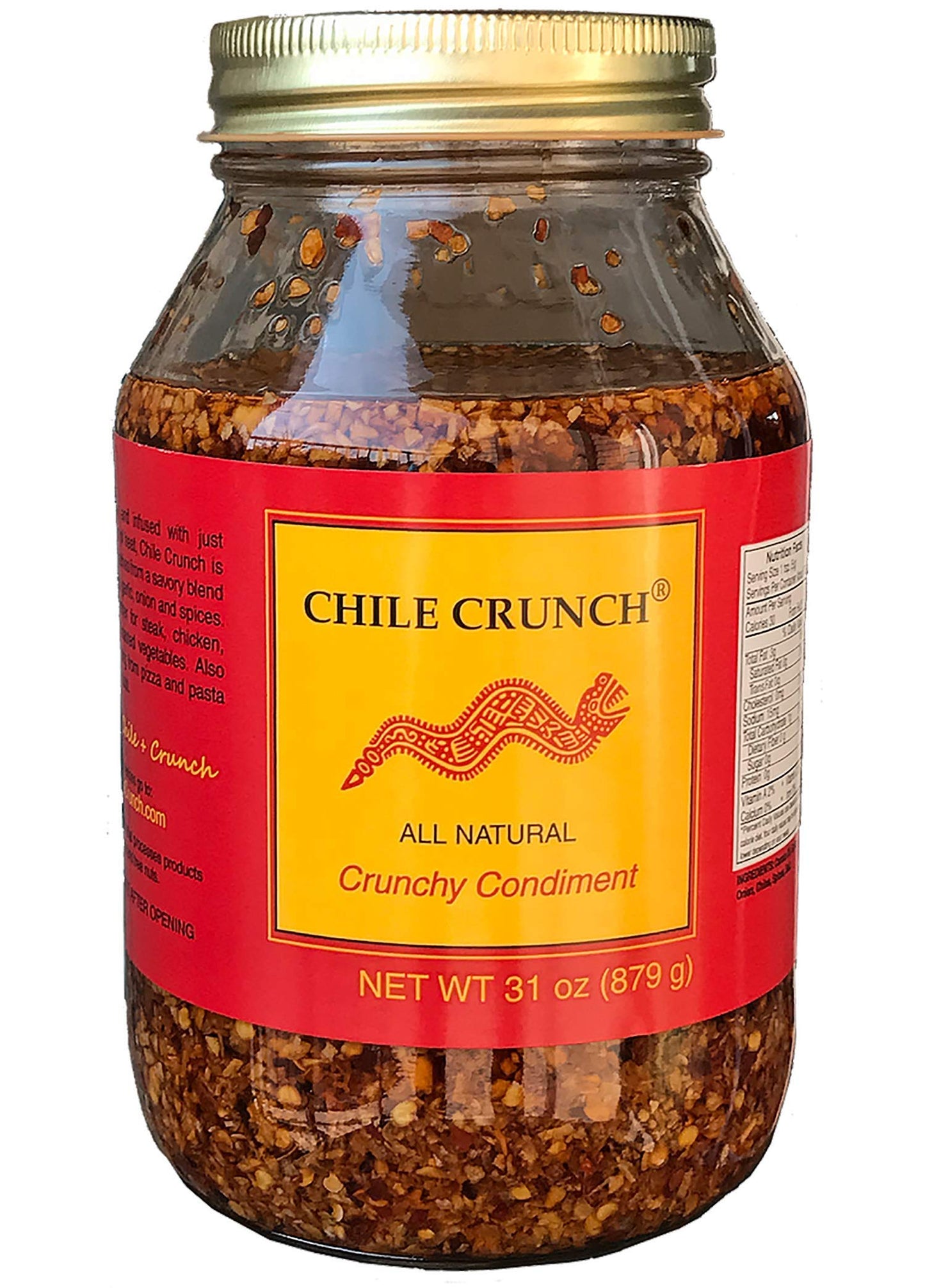 Chile Crunch - A Crunchy All Natural Spicy Condiment (Original) - 31Oz. Party Jar