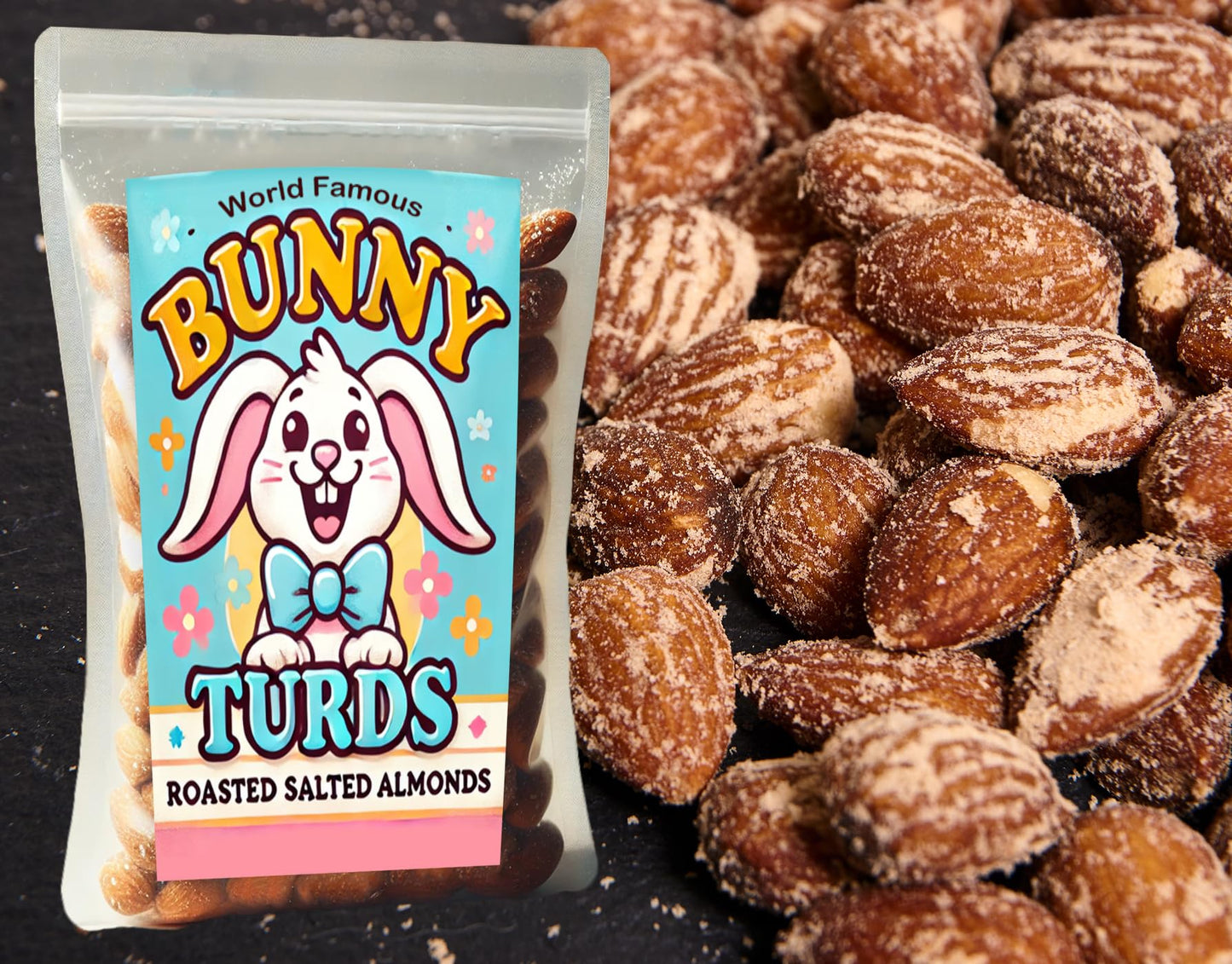 Bunny Turds - Gourmet Roasted Almonds With A Funny Easter Twist - Perfect For Gift Baskets, Egg Hunts, And Laugh-Out-Loud Snacki