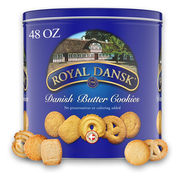 Royal Dansk Danish Butter Cookies, Assorted Gift Tin, 48 oz, Gold