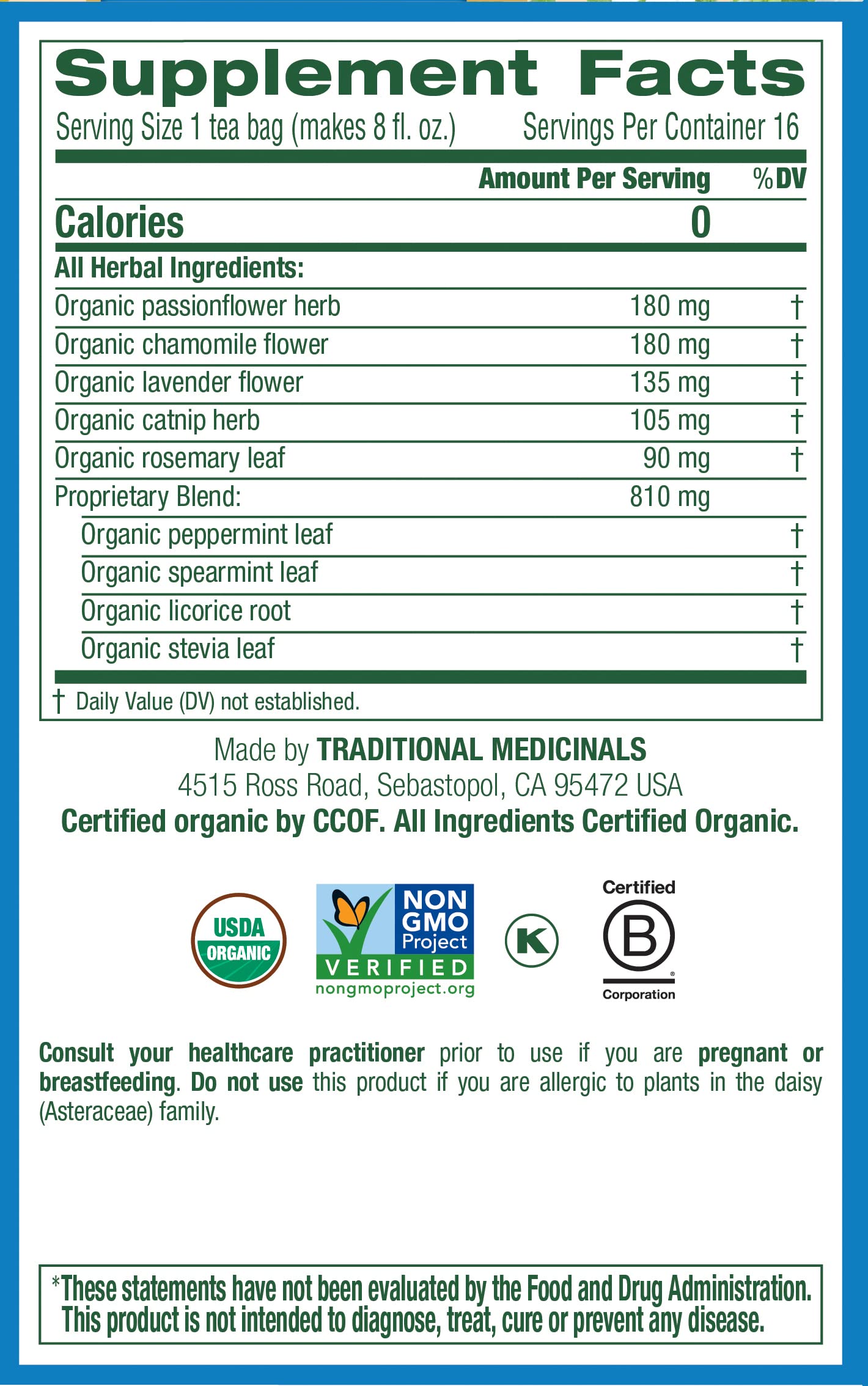 Traditional Medicinals Organic Cup Of Calm Lavender Mint Herbal Tea, Calming & Relaxing, (Pack Of 4) - 64 Tea Bags Total