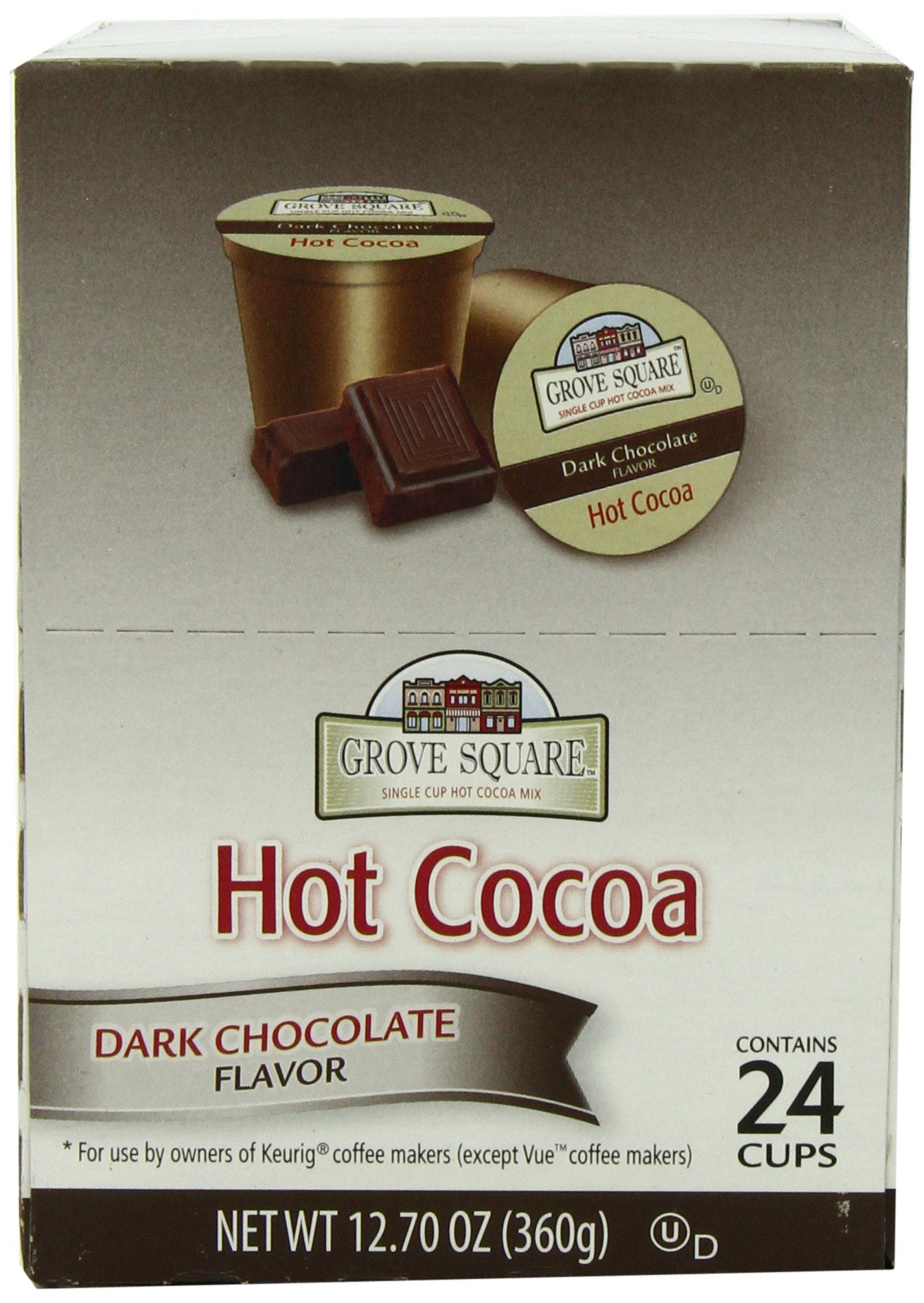 Grove Square Hot Cocoa Dark Chocolate, 24 Single Serve Cups, Rich Brown, Model 12G109F4652