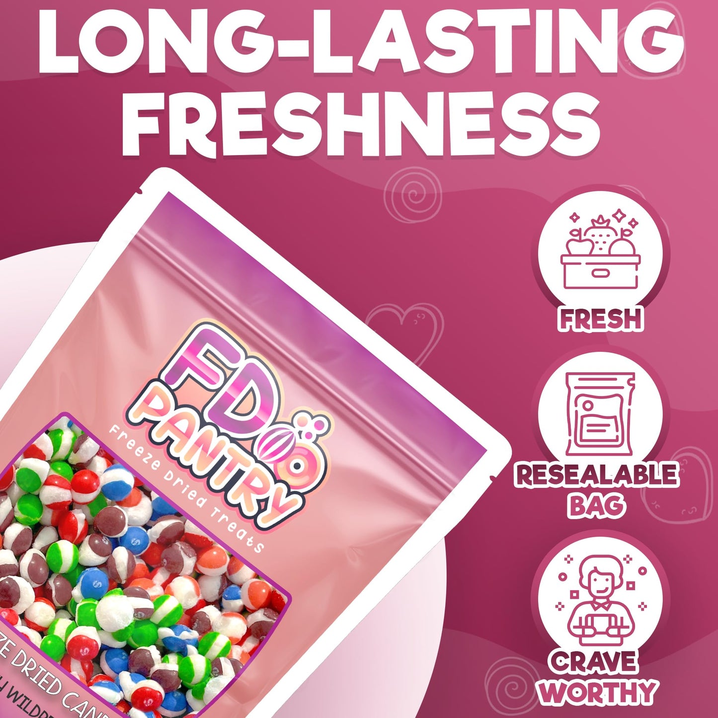 Freeze Dried Fruit Crunch Candy Large (Wildberry, 1 Pound) 16 Oz