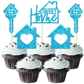 Gyufise 24 Pack Sweet Home Cupcake Toppers House Warming Decorations Welcome New Home Cupcake Picks for Housewarming Party Cake 
