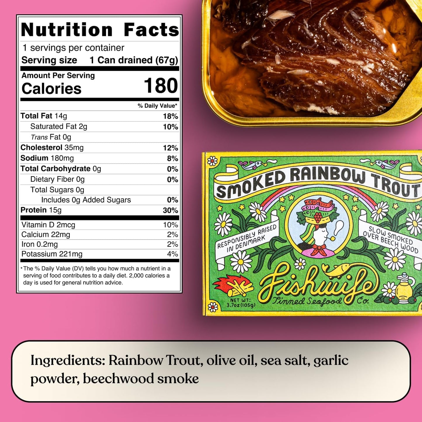 Smoked Rainbow Trout 10-Pack (3.7 oz per tin) | ASC-Certified Sustainable Seafood  Gluten Free  Omega-3s | Handpacked in BPA-NI Tins
