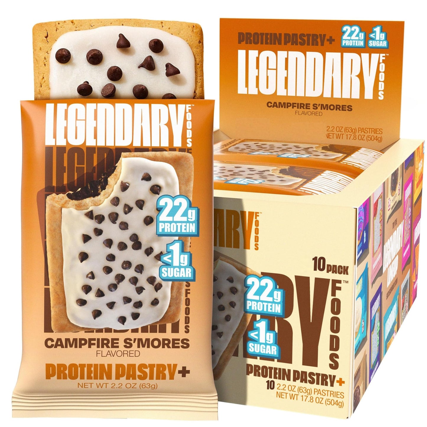 Legendary Foods 22g Protein Pastry 0g Added Sugar  Low Carb  Gluten Conscious  Keto Snack  Ideal for Glucose Management  Includes Whey Protein Isolate  8 Pack Campfire Smores