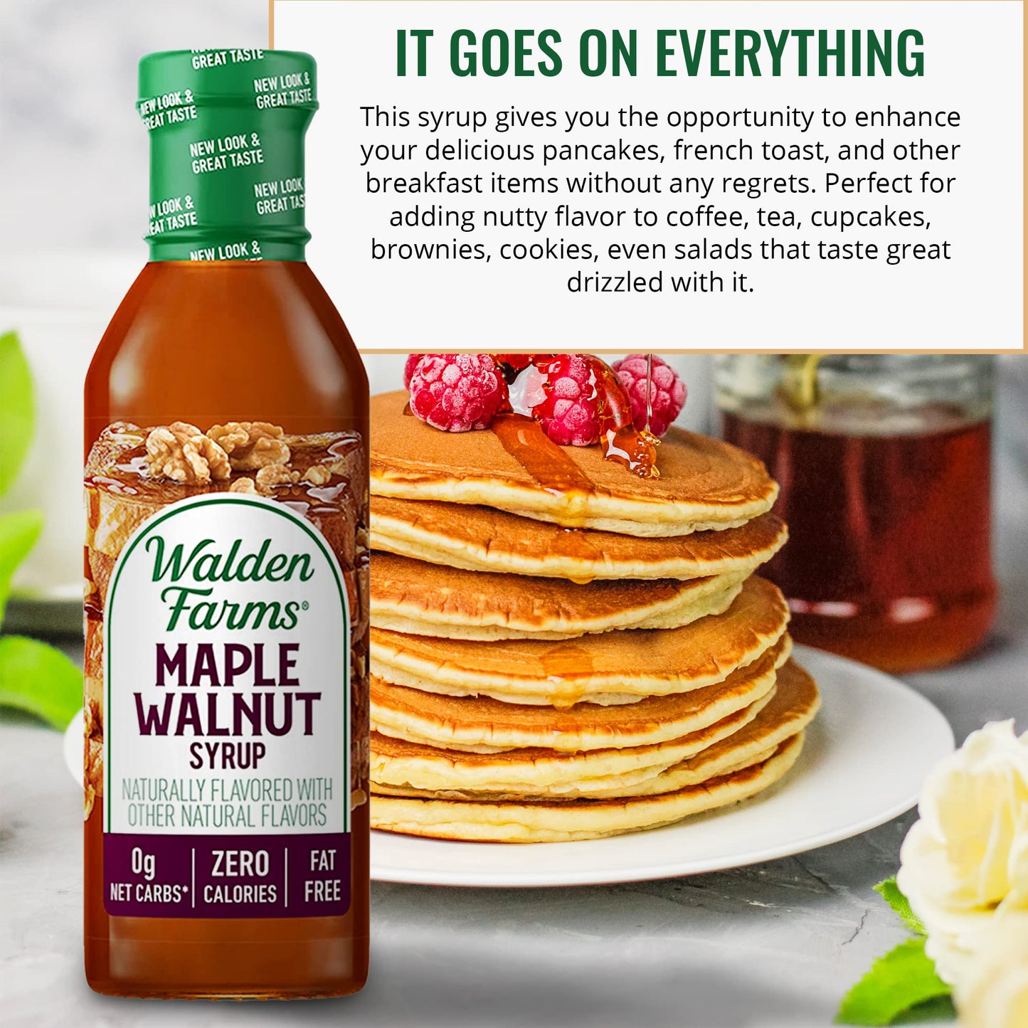 Walden Farms Maple Walnut Syrup 12 Oz (Pack Of 2) Sweet Syrup - Near Zero Fat, Sugar And Calorie - For Pancakes, Waffles, French