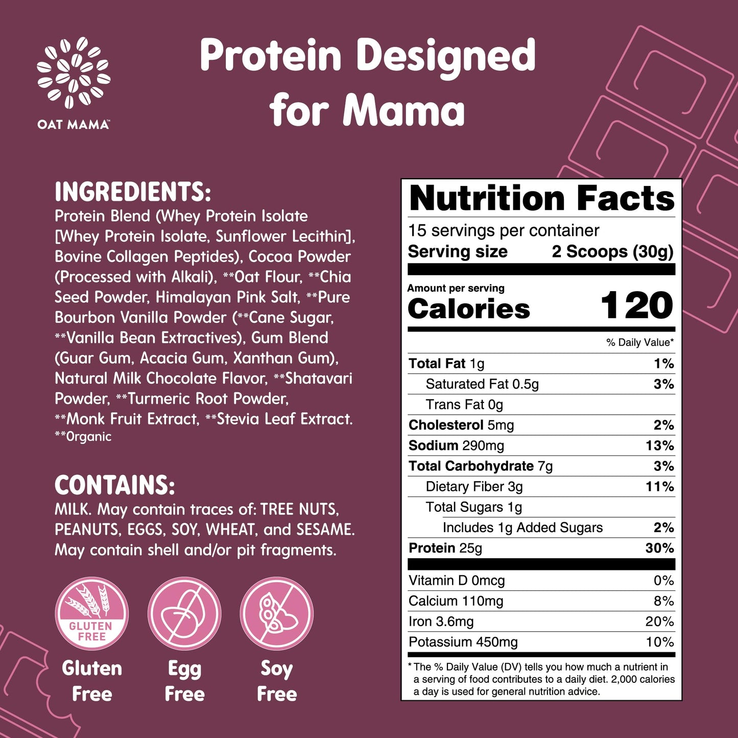OAT MAMA Chocolate Mama Power Protein Powder for New Moms - Delicious, Natural Protein Powder with Lactation Support for Pregnan