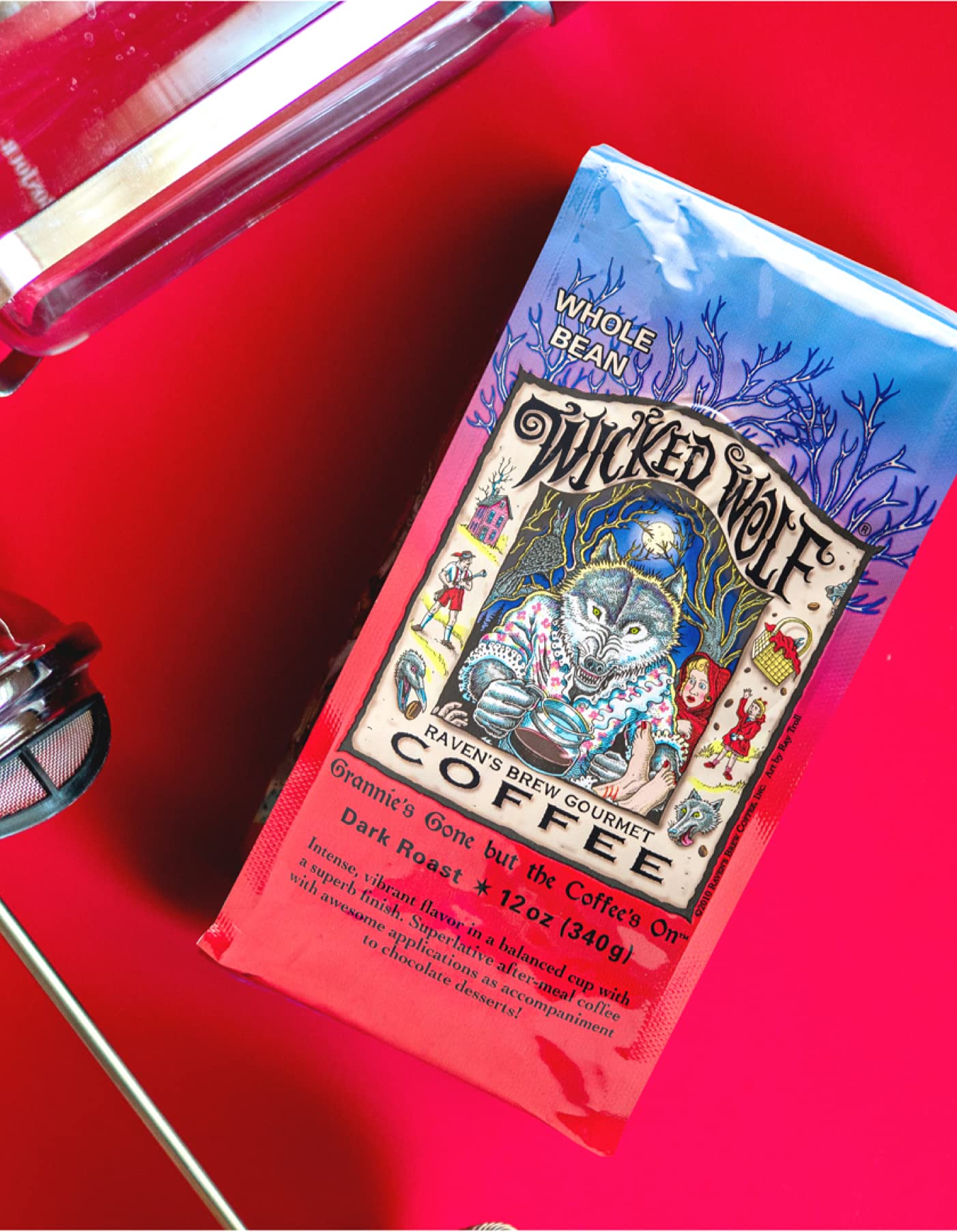 Ravens Brew Coffee Wicked Wolf Dark Roast Organic Ground, 12 oz