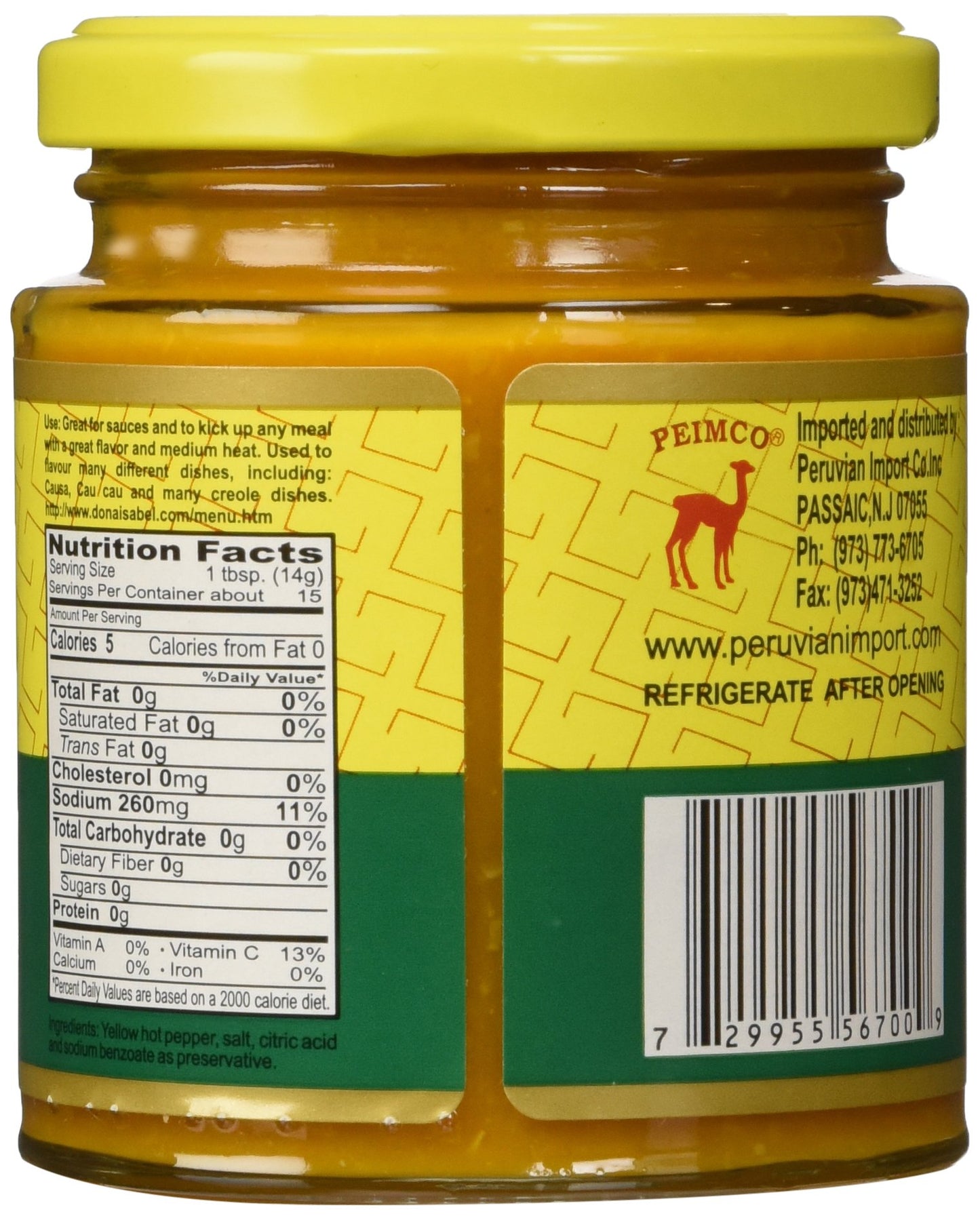 Doa Isabel Aji Amarillo Molido (Yellow Hot Pepper Paste) 7.5oz Single Bottle - Product of Peru