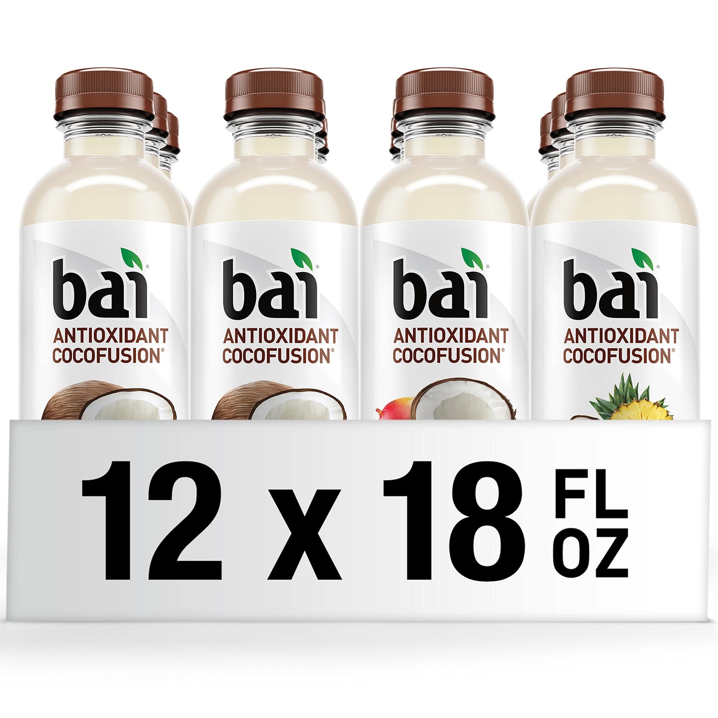 Bai Coconut Flavored Water Variety Pack III - 12 Pack, 18 Fl Oz, Assorted Flavors: Molokai Coconut, Madagascar Coconut Mango, Puna Coconut Pineapple