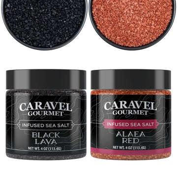 Pacific Sea Salts 2-pack - Hawaiian Alaea Red & Black Lava - Infused With Baked Red Alaea Clay & Activated Charcoal - Flavorful,
