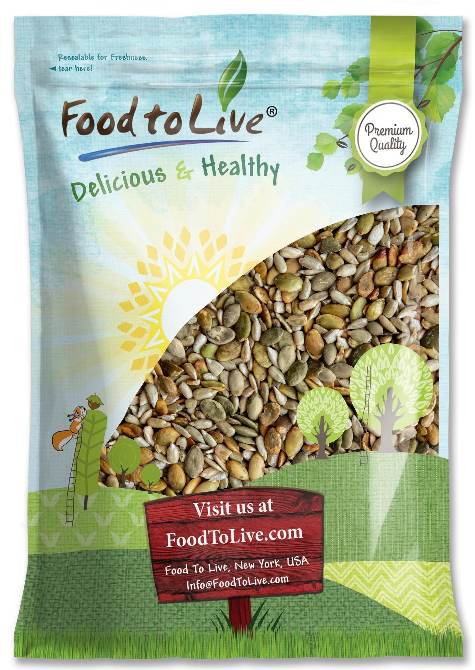 Food to Live Organic Dry Roasted Sunflower and Pumpkin Seed Mix with Himalayan Salt, 8 Pounds - Oven Roasted, Lightly Salted, No