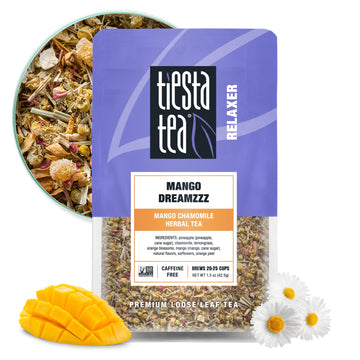 Tiesta Tea - Mango Dreamzzz, Loose Leaf Mango Chamomile Herbal Tea, Non-Caffeinated, Hot & Ice Tea, 1.5 Oz Pouch - 25 Cups, Natural Flavored, Calming, Herbal Tea Loose Leaf