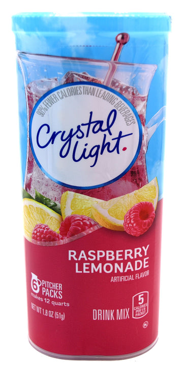 Crystal Light Raspberry Lemonade Drink Mix, 1.8-Ounce Canister, Pack of 2