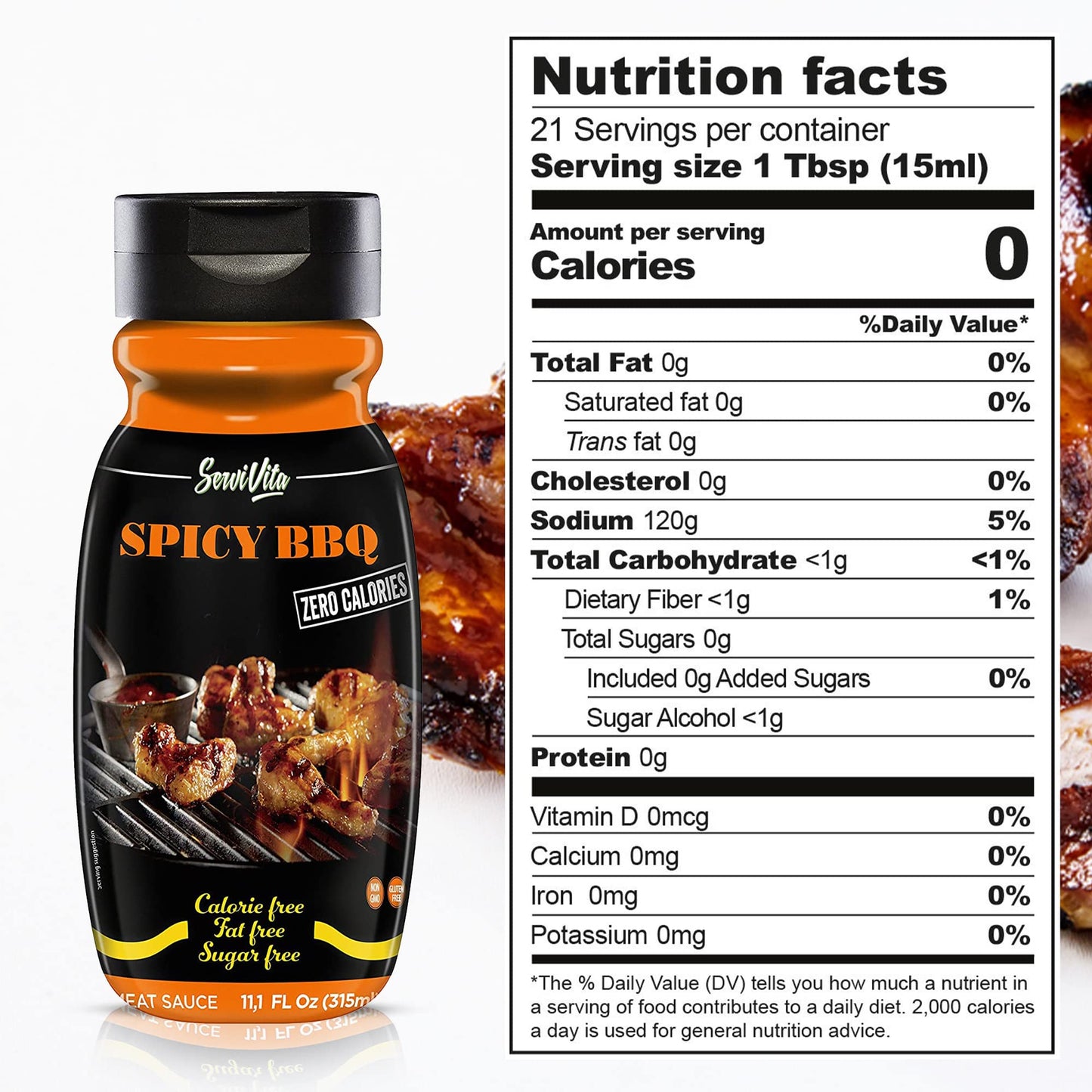 Sugar Free Spicy Bbq Sauce - No Sugar Spicy Bbq Sauce - Sugar Free Spicy Barbecue Sauce - Zero Calories And Fat Free, 11.1 Fl Oz