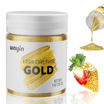 Gold Food Coloring Metallic Glitter Paint For Baking-Wayin Upgraded Vibrant Color Edible Glitter Cake Paint For Art Decorative F