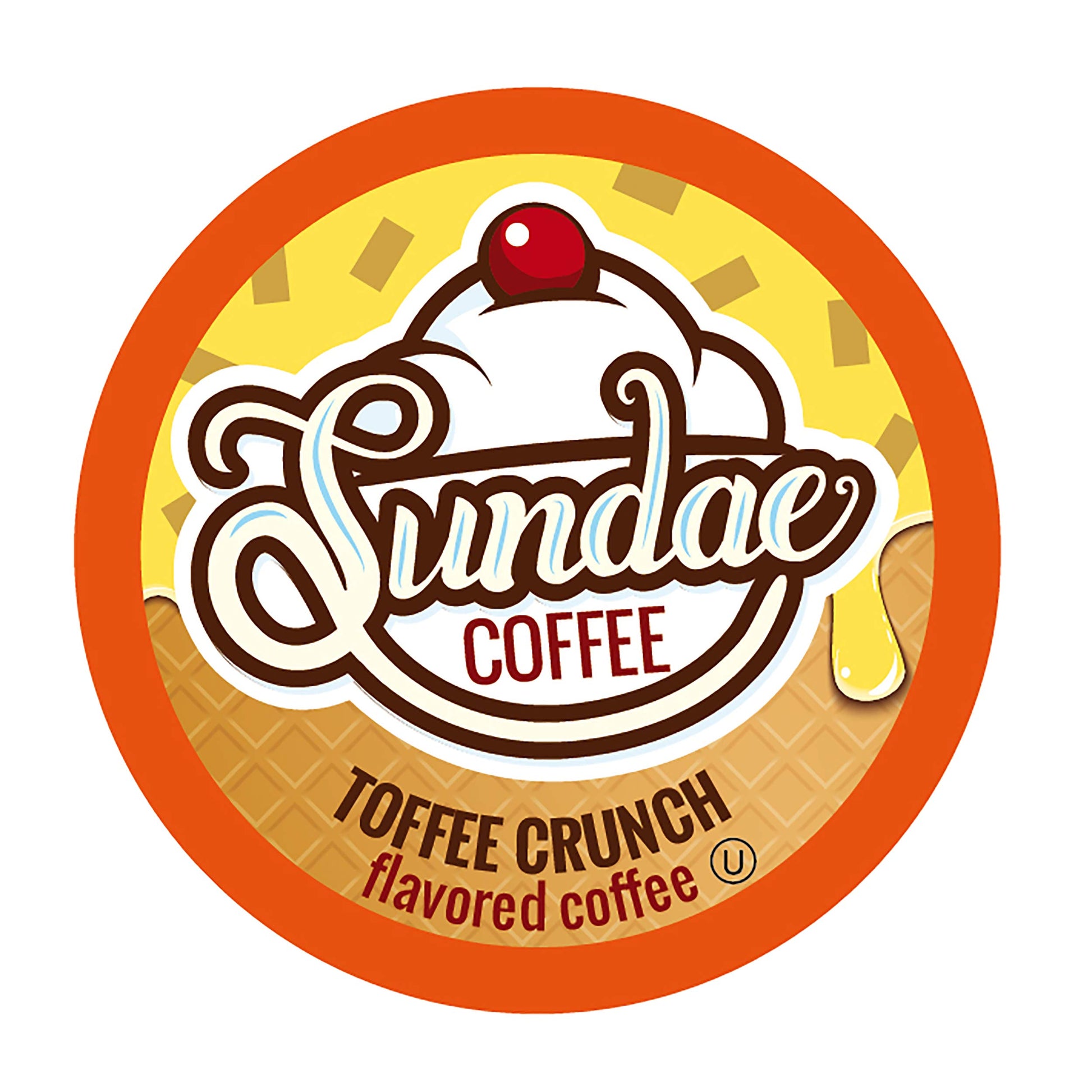 Sundae Ice Cream Flavored Coffee Pods, Compatible With 2.0 Keurig K-Cup Brewer, (Toffee Crunch) 48 Count