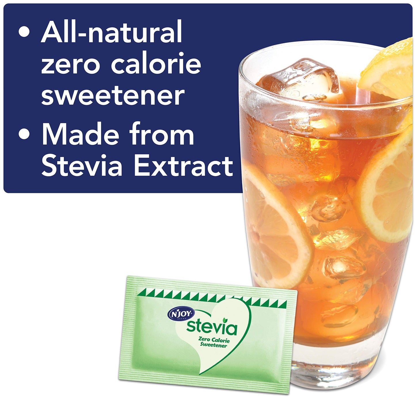 NJoy Zero Calorie Sweetener Green Stevia Packets 1000 Count Kosher Gluten Free