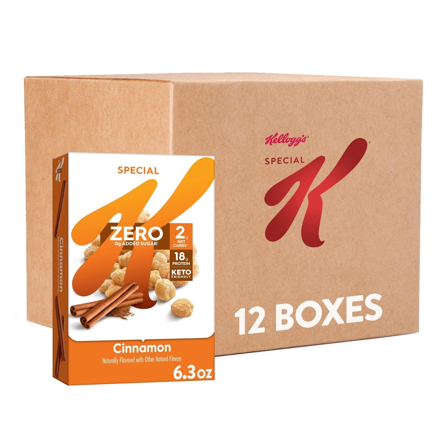 Kellogg's Special K Cold Breakfast Cereal, Zero, Keto Friendly, Cinnamon (12 Boxes)