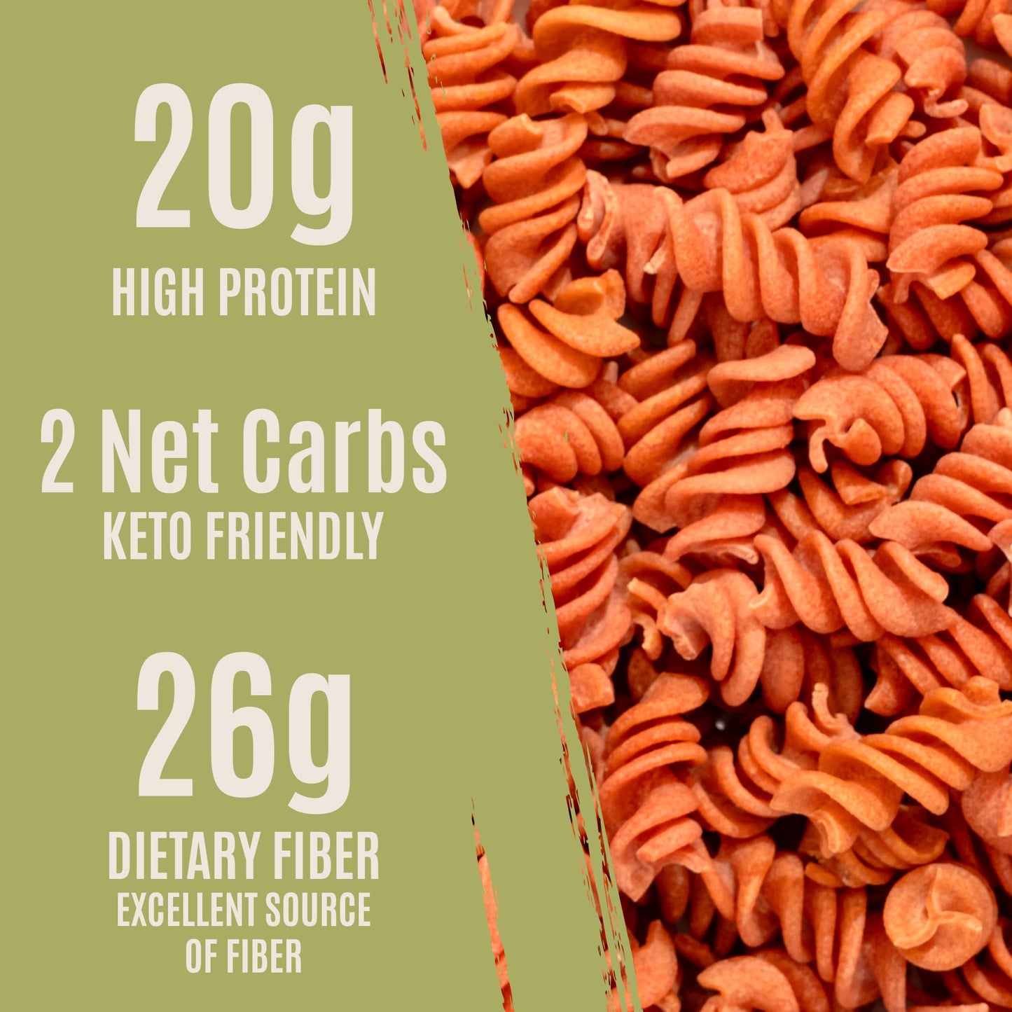 Care Free Kitchen Sundried Tomato 3-Pack (8 Oz. Bags) Rotini Keto Pasta Noodles, 20G High Protein, Low Carb 2G Net Carbs, 26G Hi
