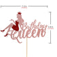 Migeaks Birthday Queen Cake Topper Crown High Heels Rose Gold Glitter Decoration Model 01