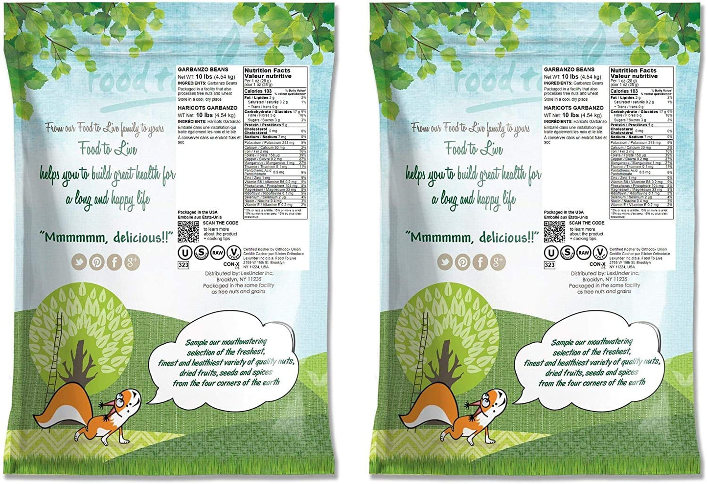 Garbanzo Beans, 20 Pounds - Whole Dried Raw Chickpeas, Kosher, Vegan, Bulk, Sproutable, Low Sodium, Good Source of Dietary Fiber