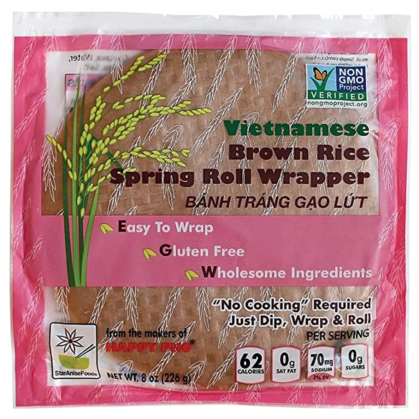 Star Anise Foods Spring Roll Wrapper Brown Rice Vietnamese 8 Ounce