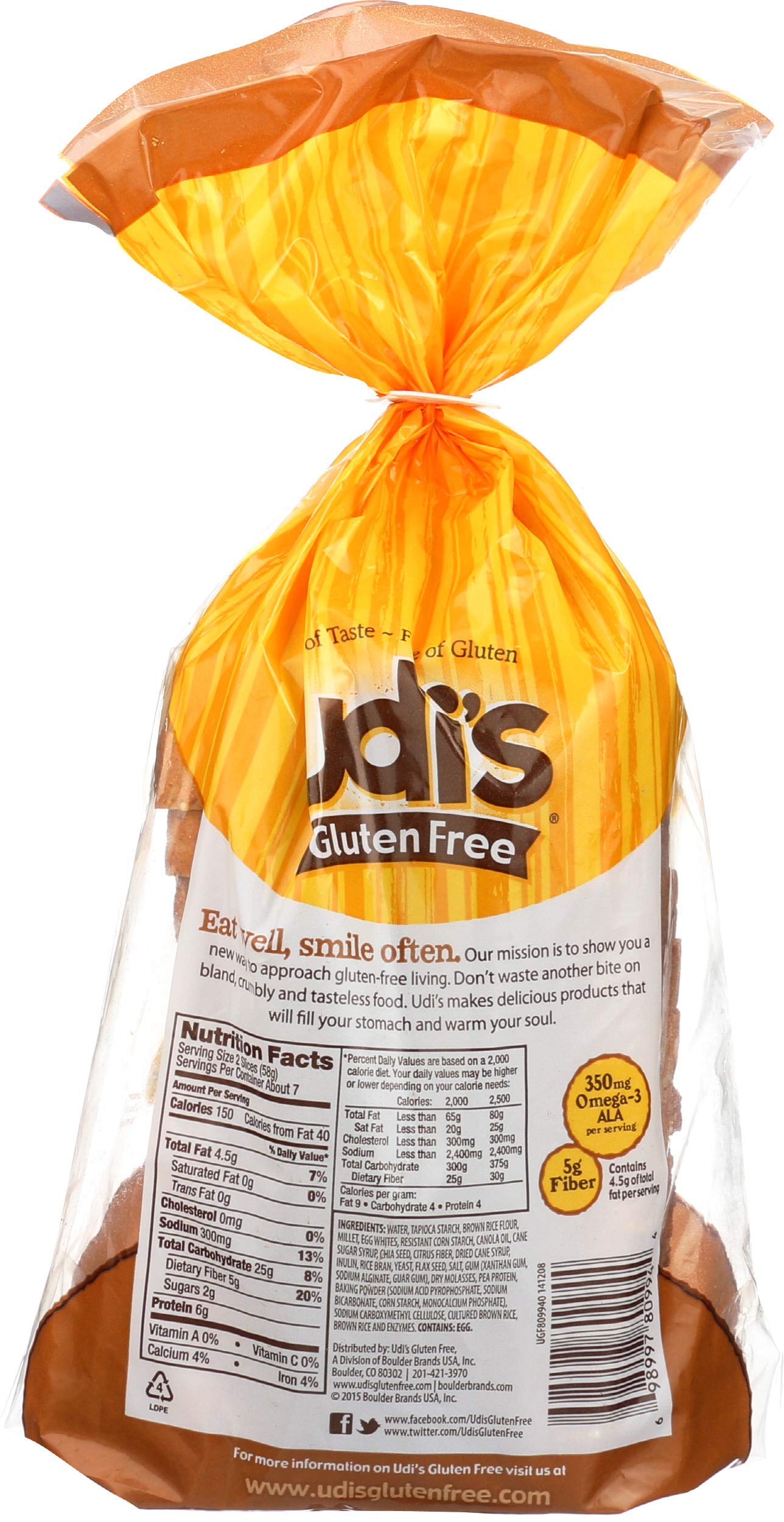 Udi'S Gluten-Free Millet-Chia Bread, 14.3 Oz [8 Per Case]