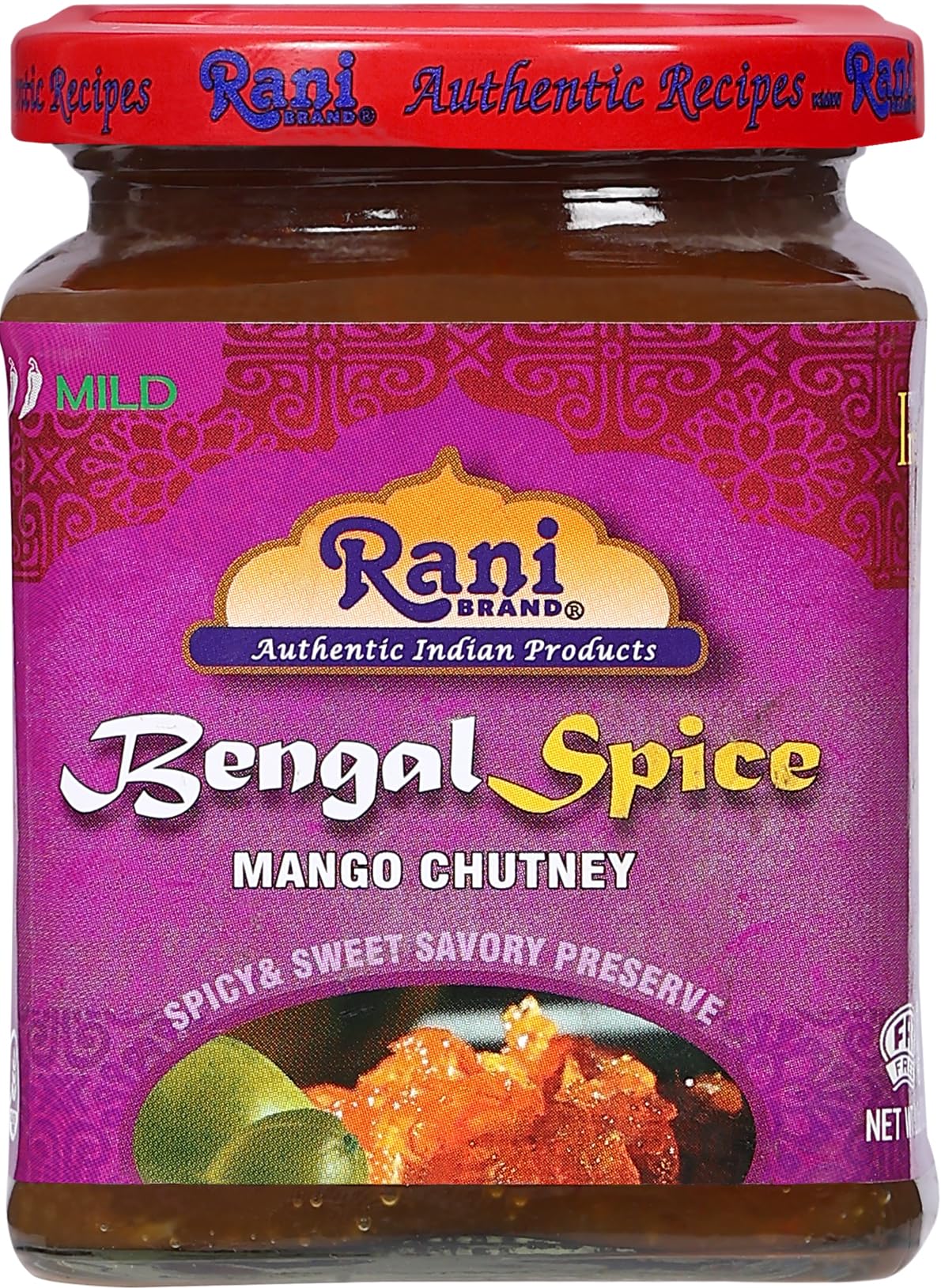 Rani Bengal Spice Mango Chutney, Vegan, Gluten Free, 10.5oz Glass Jar