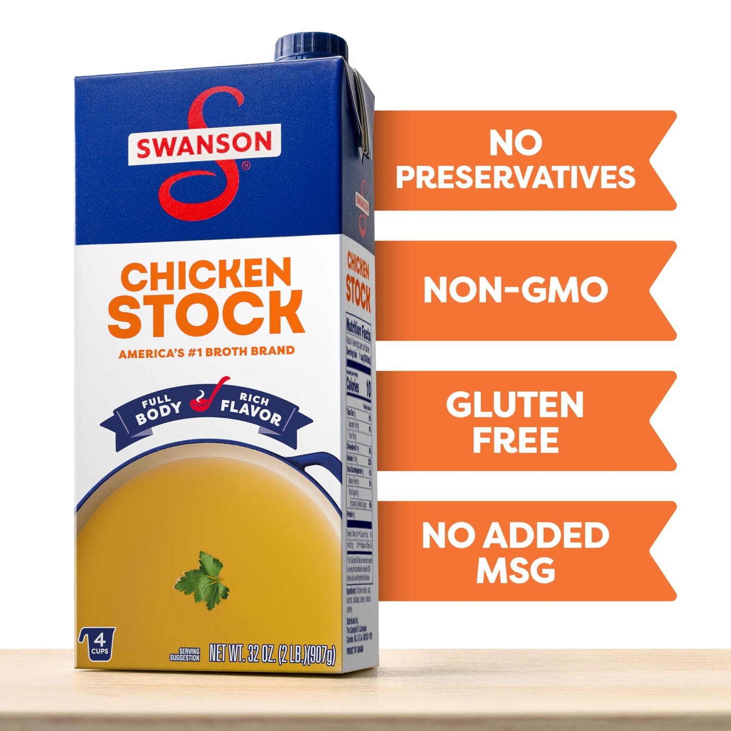 Swanson 100% Natural Chicken Stock, 32 oz Carton (12 Pack)