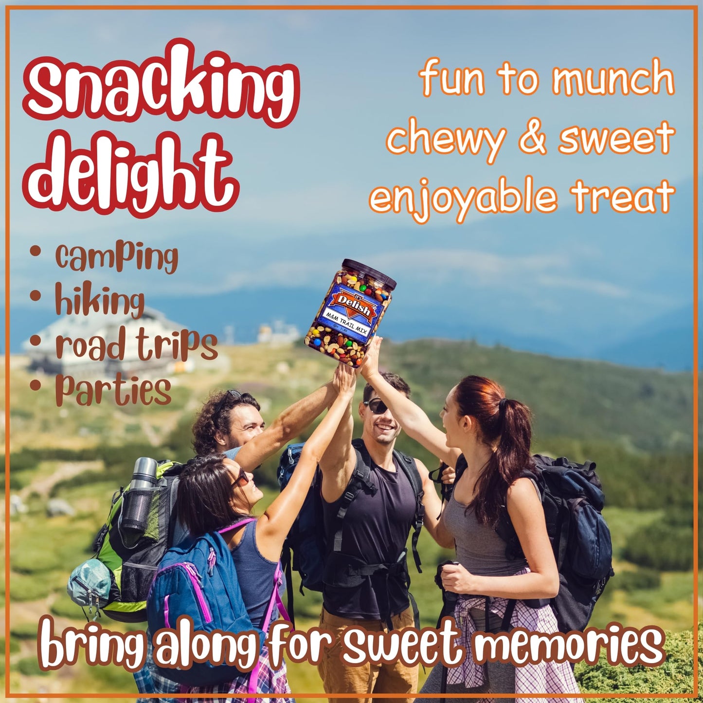 M&Ms Classic Trail Mix by Its Delish, 3 lb Reusable Container | Gourmet Chocolate M and M Trail Mix with Dried Fruit and Nuts