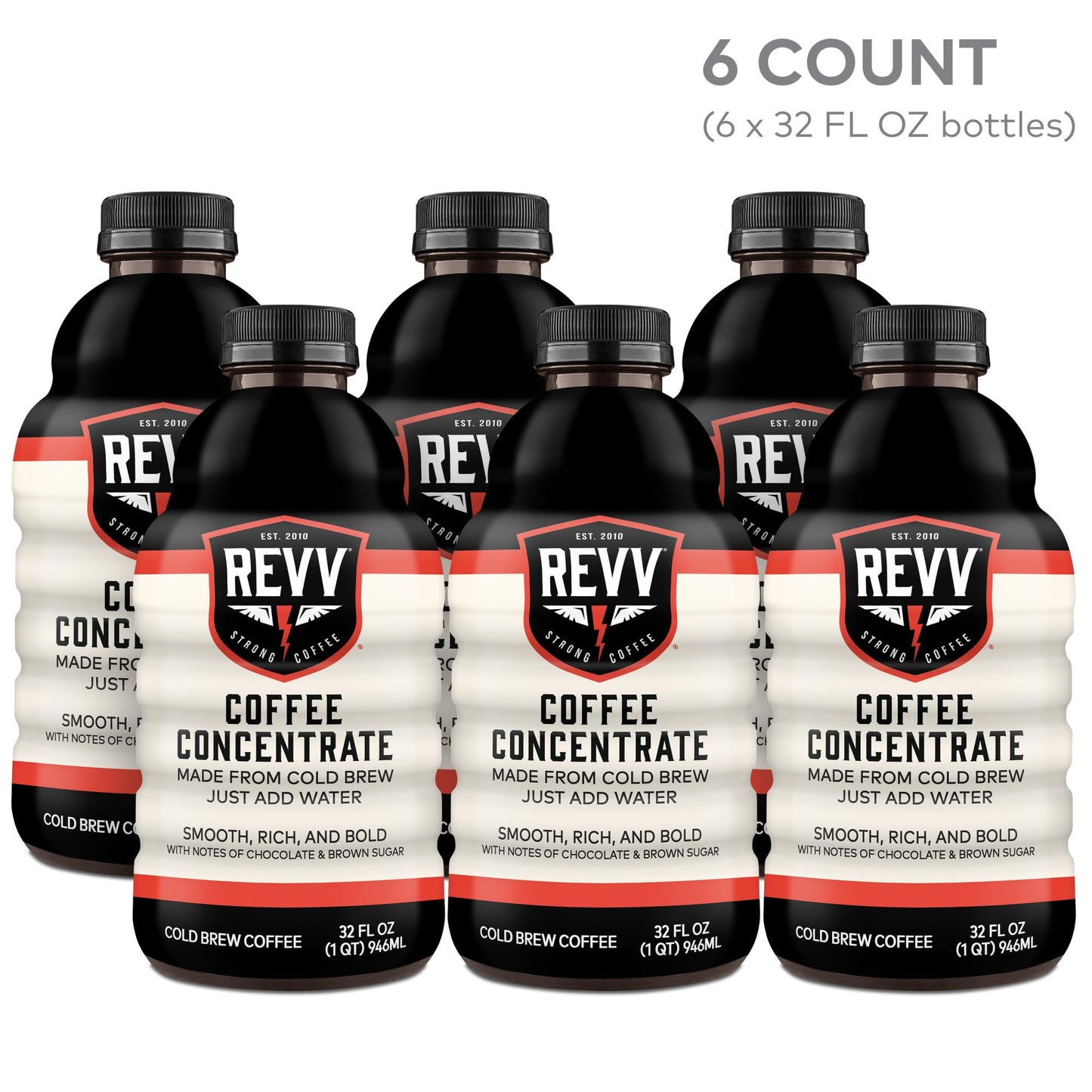 REVV 32oz Coffee Concentrate  6 count (1 pack of 6)
