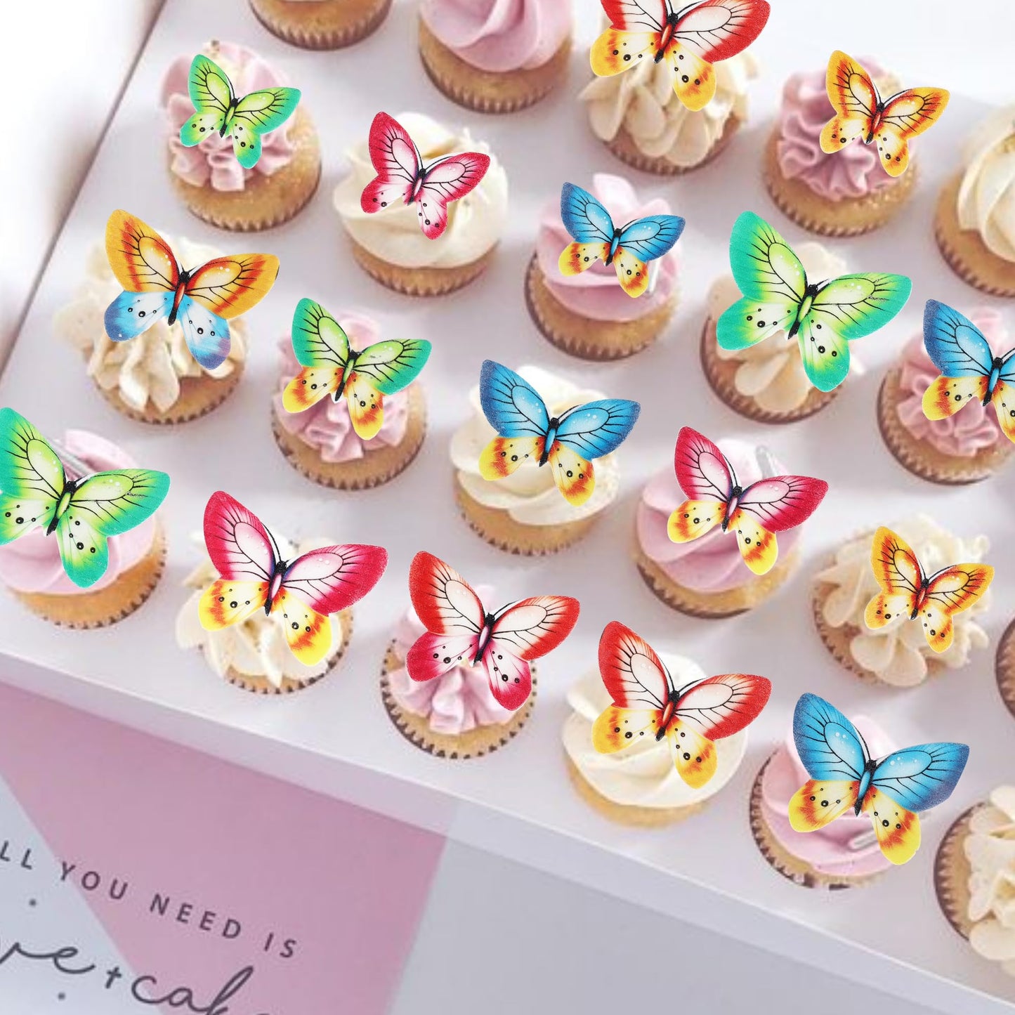 80 Pcs Edible Wafer Paper Cupcake Toppers For Cake Decorating - Butterfly Themed Baby Shower, Wedding, Birthday Party Cupcake De