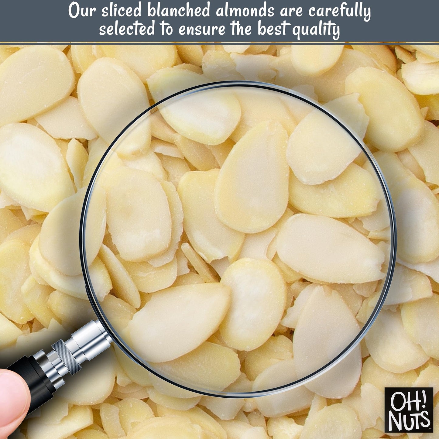 Almonds Blanched Sliced | Raw - 100% Natural | 1.5 Lb | High-Protein Almonds | Packed In New York Zip-Seal Bag For Exceptional Freshness By Oh Nuts