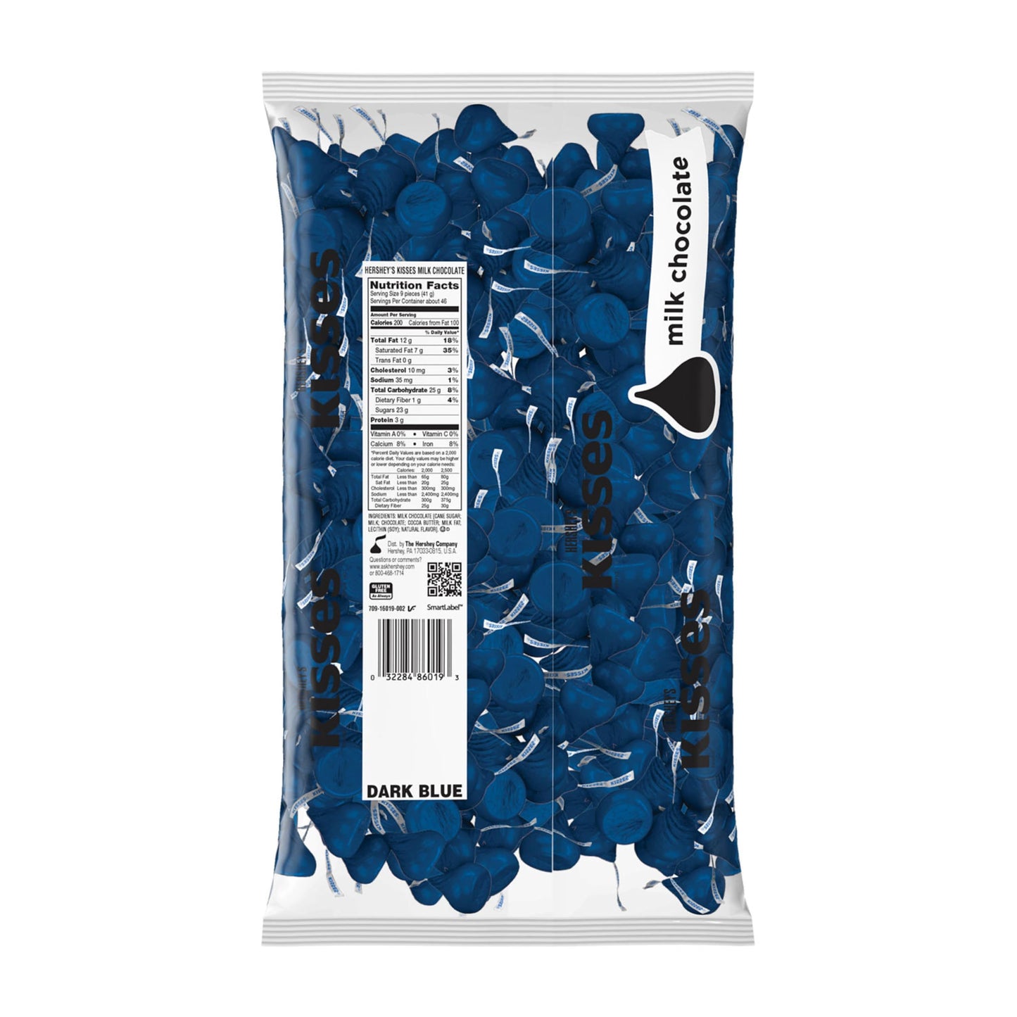 HERSHEYS KISSES Milk Chocolate Dark Blue Foil, Candy Bulk Bag, 66.67 oz